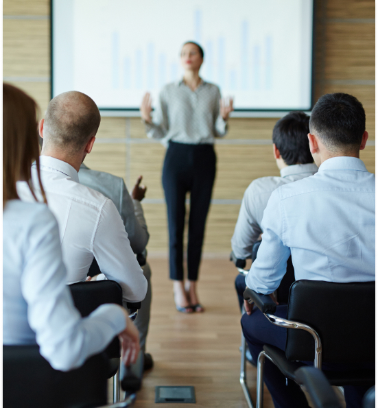 Seminar Instructor presenting to an audience.